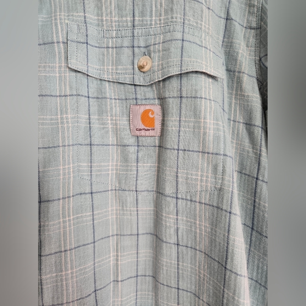 Carhartt Light Blue Checkered Women's Shirt -Size XL - Picture 4 of 8